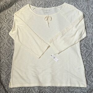 Talbots Women's Ivory Lace Sleeve Top